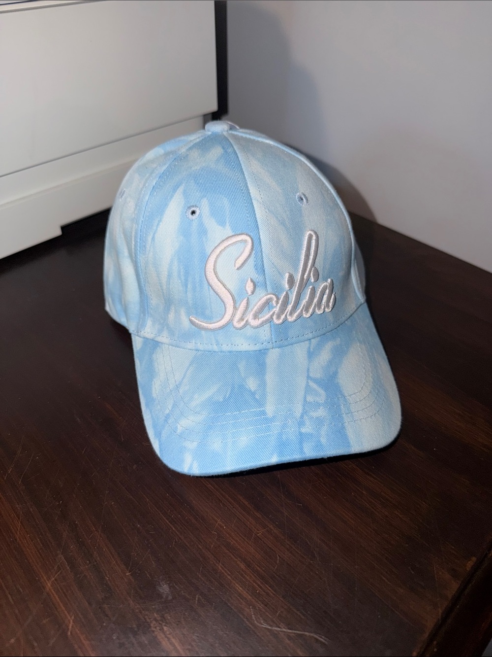 Womens Light Blue Tie-Dye Baseball Cap